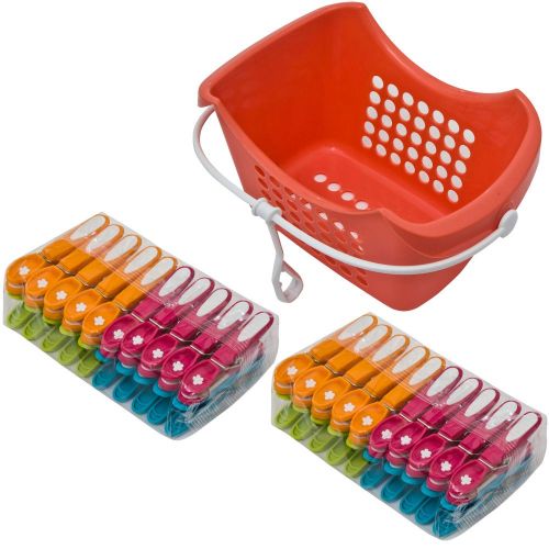 Caraselle Clothes Peg Pack with Peg Caddy & 2 x 20 Good Quality Pegs