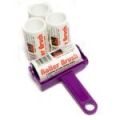 Purple Trident Sticky Roller Brush and 3 Refills (20m of sticky paper) with adhesive surface which can be torn off & thrown away once used. Designed for removing lint, dust & animal hair from clothes & upholstery