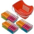 Caraselle Clothes Peg Pack with Peg Caddy & 3 packs of 20 Good Quality Pegs