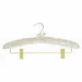 Deluxe Ivory Satin Padded Hanger with Gilt Hook & Adjustable Clips, Satin Bow & Shoulder Buttons 41cm wide